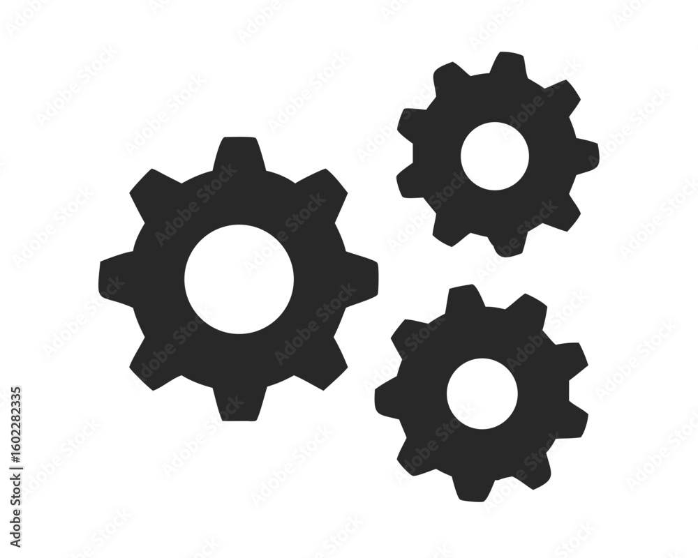 Cogwheel group black vector icon. Gear set simple vector Cogwheel group black vector icon. Gear set simple vector