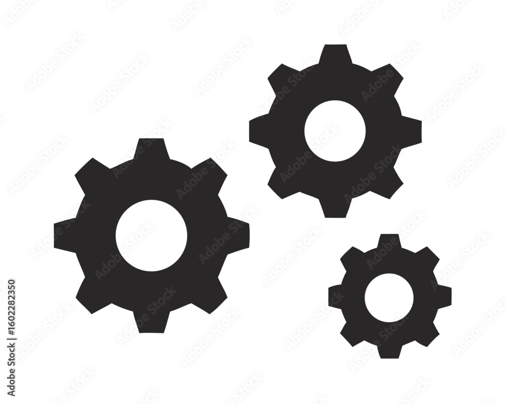 Cogwheel group black vector icon. Gear set simple vector Cogwheel group black vector icon. Gear set simple vector