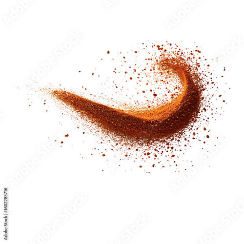 Fototapeta Naklejka Na Ścianę i Meble -  Dynamic swirl of vibrant spice particles creating a visually stunning and captivating abstract composition with rich texture, perfect for culinary and design projects