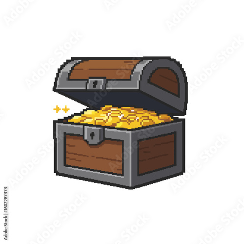 Simple pixel art illustration of game item; treasure chest