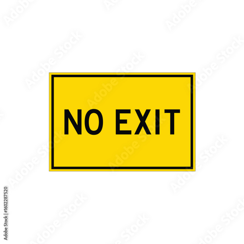 no exit road sign yellow rectangle traffic warning vector