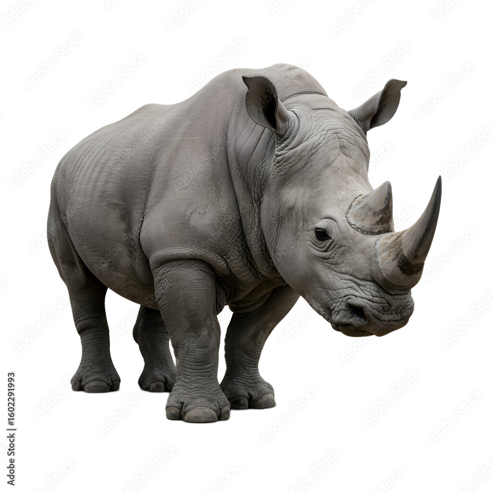 Fototapeta premium large rhino wildlife animal with thick skin isolated png cutout