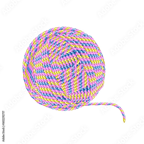 Multicolored ball of yarn. Vector illustration on a white background.