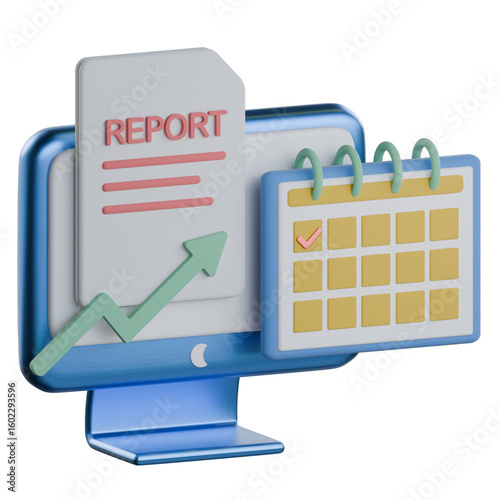 Monthly sales report 3d icon colorful style