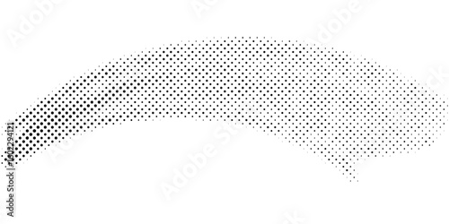 Halftone rhythm black wave. Vector illustration. Halftone circle dots pattern.