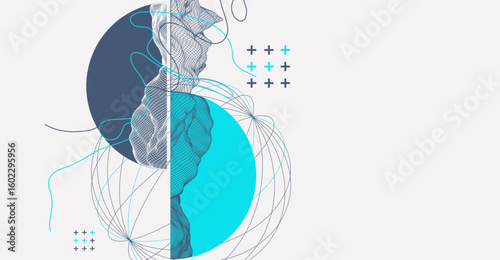 Abstract wireframe background. Modern science or technology art elements. Surface illustration.