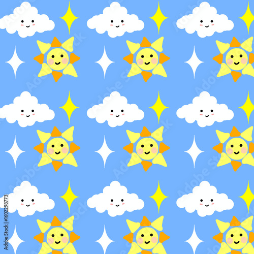 seamless pattrens clound and sun kawai
