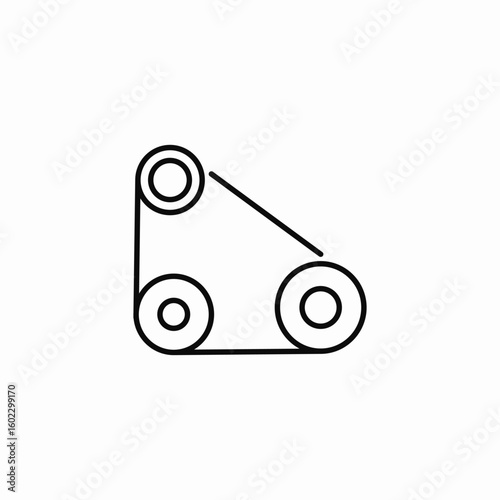 three pulleys belt icon sign vector