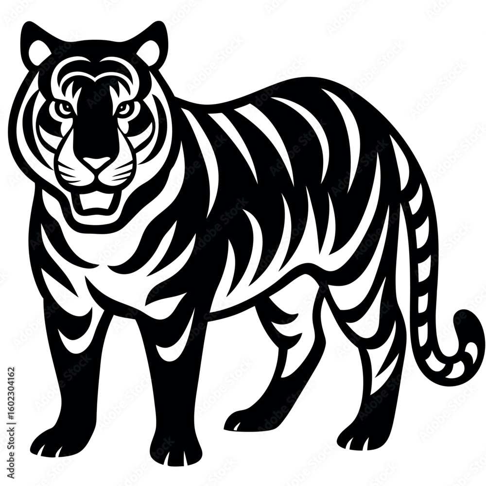 Fototapeta premium Stylized black and white tiger illustration