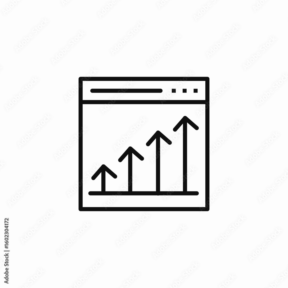 browser growth chart icon sign vector browser growth chart icon sign vector