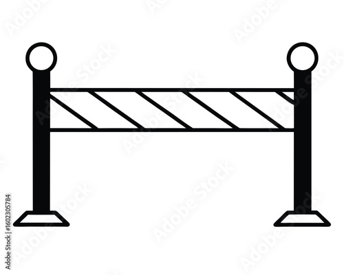 A black and white icon of a rope barrier isolated on white background Ai Generated