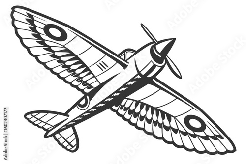 Vintage aircraft soaring through the sky showcasing classic design and elegant wings during a bright day