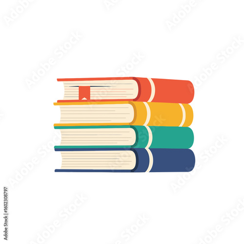 stack of colorful books