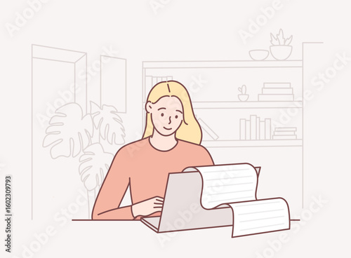 Copywriting concept with character. Flat vector cartoon illustration in doodle style.