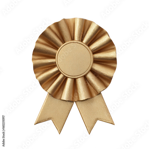 Brown Award Ribbon Rosette Badge Isolated on White Background. A high resolution PNG image of brown award ribbon rosette badge.