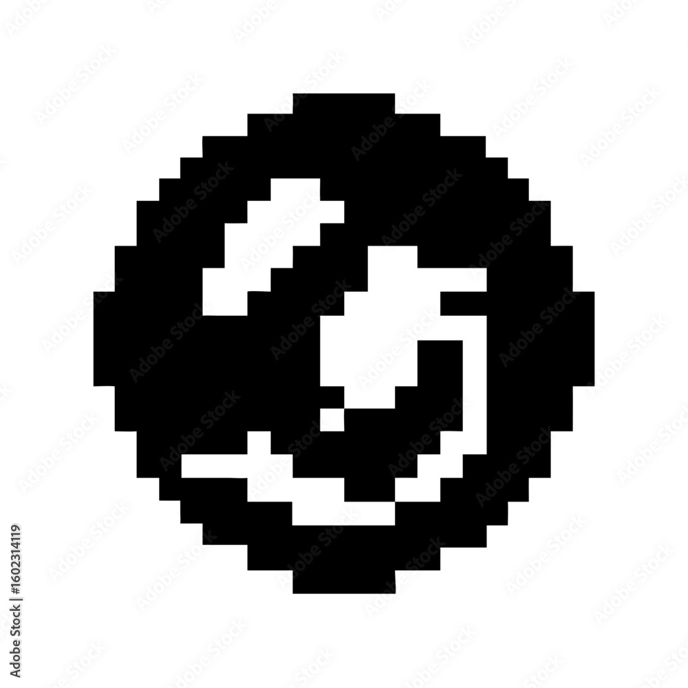 Abstract pixel art of a spiral or swirl shape within a circle icon vector Abstract pixel art of a spiral or swirl shape within a circle icon vector