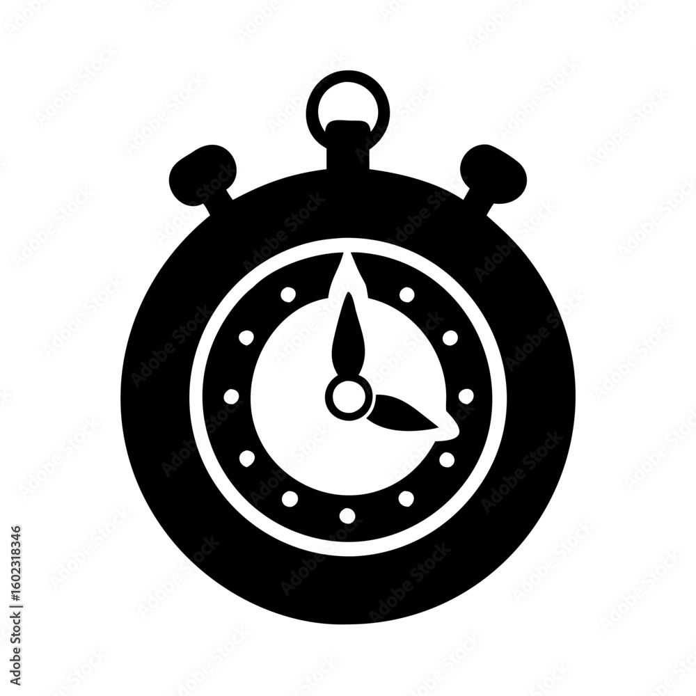 Isolated monochrome stopwatch illustration symbolizing timekeeping and athletic performance measurement icon vector Isolated monochrome stopwatch illustration symbolizing timekeeping and athletic performance measurement icon vector