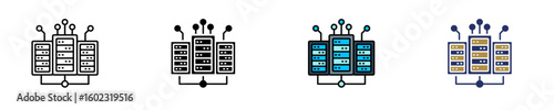 Data Center  Icon Set Multiple Style Collection
