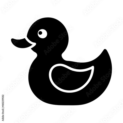 Simple black and white rubber ducky image, perfect for a child icon vector