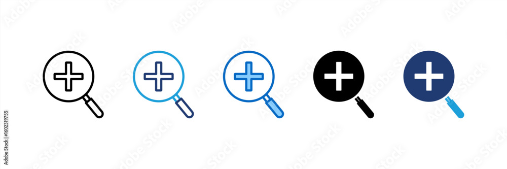 Fototapeta premium Zoom In icon set multiple style collection