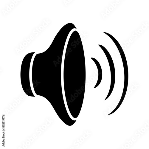 Simple black and white speaker icon showing volume and sound waves icon vector