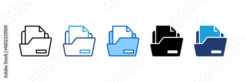 Folder icon set multiple style collection