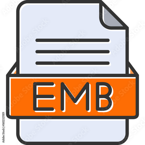 EMB File Format Vector Icon Design