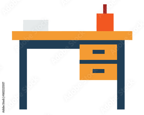 A desk with drawers is isolated on white background Ai Generated