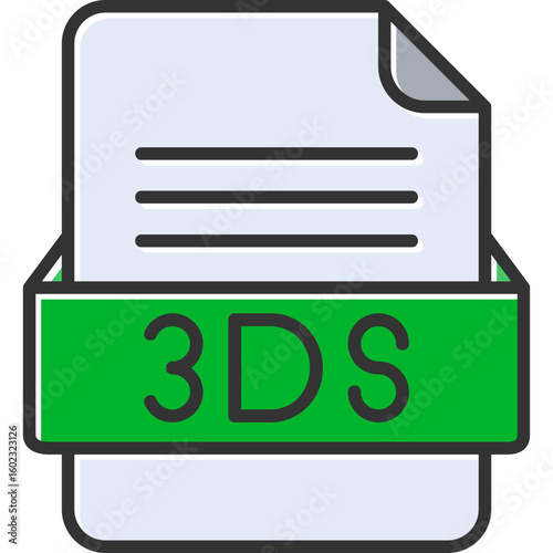 3DS File Format Vector Icon Design