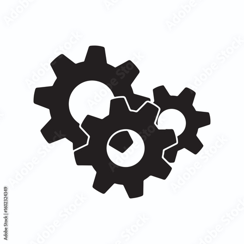 Three interlocking black gears mechanism machinery