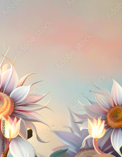 A serene illustration of delicate flowers against a soft pastel background.