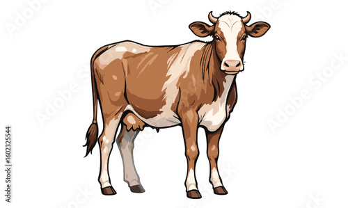 vector illustration of a brown cow standing, perfect for farm designs, books or decor