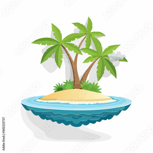 Papercraft illustration, Minimalist Paper Craft exotic Island