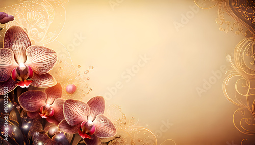 Wallpaper Mural A soft, elegant floral background featuring orchids and decorative elements. Torontodigital.ca