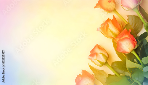 Wallpaper Mural A soft, pastel-colored background featuring a row of elegant roses. Torontodigital.ca