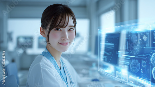 日本人女性医師が診療中