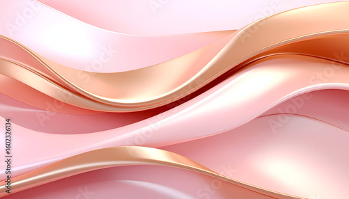 A flowing abstract design featuring soft pink and rose gold waves.