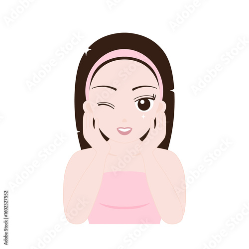 Winking Woman Applying Skincare Product