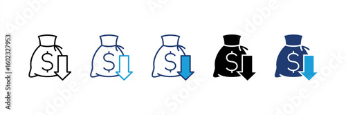 Reduction icon set multiple style collection