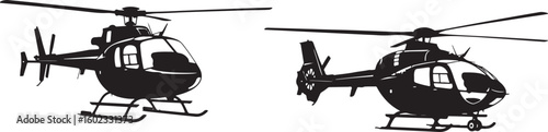 Black helicopters in flight aviation transport, helicopter, aviation, transport, vehicle, aircraft, rotorcraft, flying, transportation, travel, sky, air, modern, silhouette, black, white, graphic, des