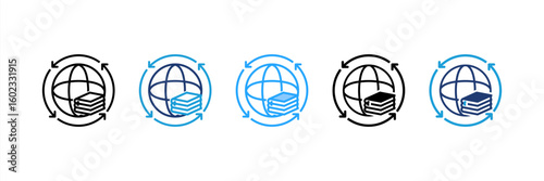 Global Learning icon set multiple style collection