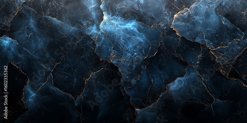 Dark grey marble with unexpected neon blue cracks.