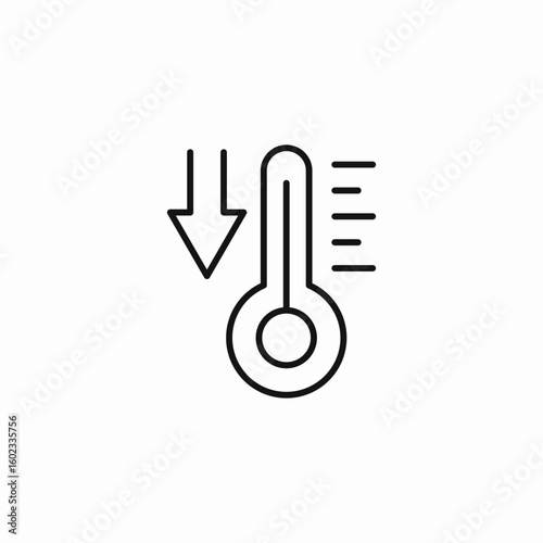 temperature decrease thermometer icon sign vector