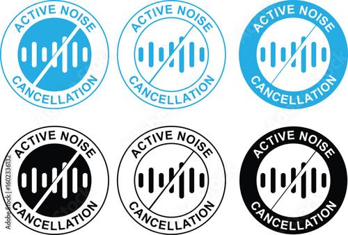 Active Noise Cancellation Label – Sound Block Icon for Audio Products
