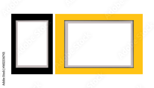 Modern Yellow Picture Frame Set on Transparent Background