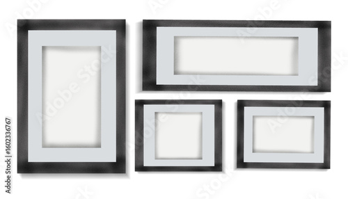 Silver Metallic Picture Frame Collection on Transparent Background