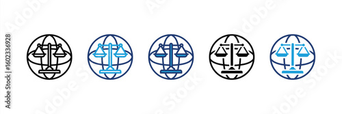 International Law icon set multiple style collection