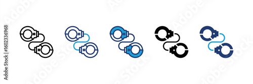 Handcuffs icon set multiple style collection