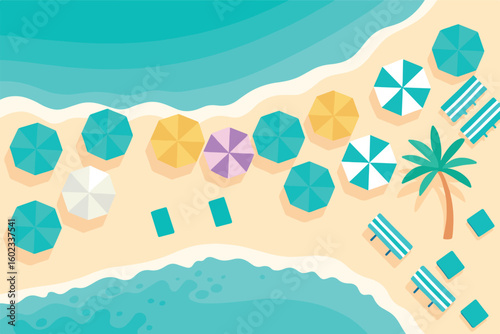 vector illustration of a summer background. Beach
