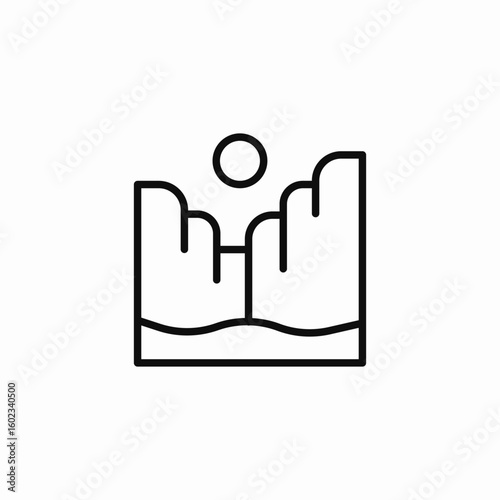 desert mountains sun icon sign vector